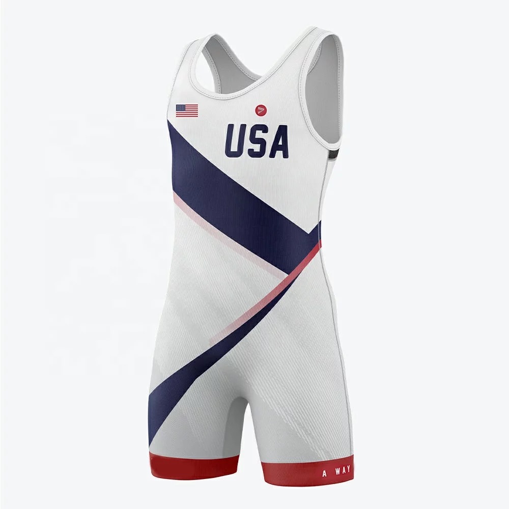 Custom made sublimation printing pro mens wrestling singlet wear uniform - 图片 2