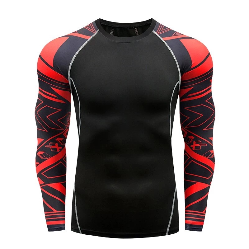 Custom Printing Cool Dry Compression Long Sleeve BJJ MMA Rash Guards Shirts - 图片 3