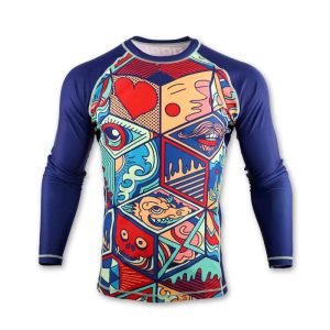 Custom Printing Cool Dry Compression Long Sleeve BJJ MMA Rash Guards Shirts