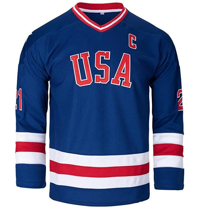 USA customized team uniform sublimation printing embroidery ice hockey jersey