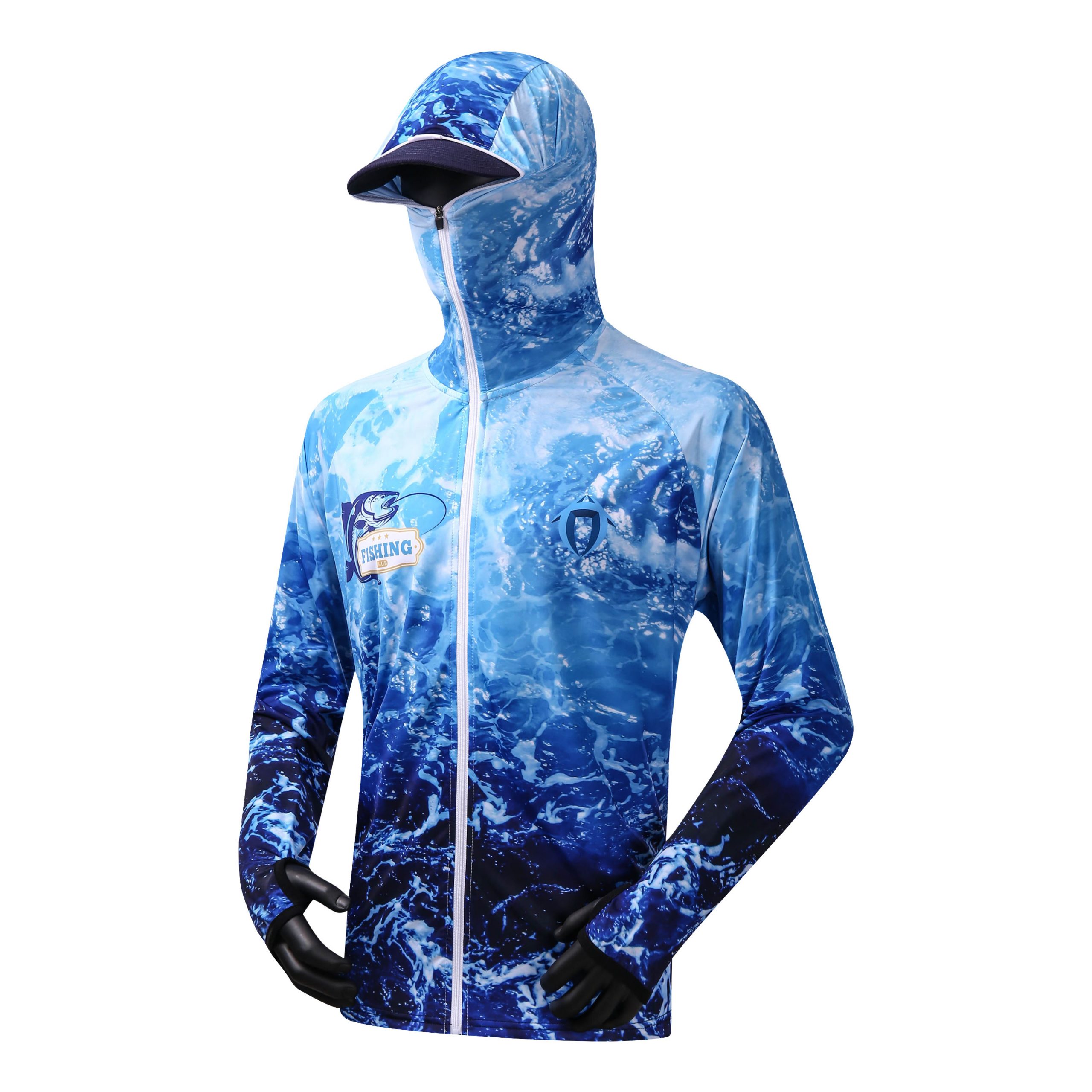Full sublimation printing oceanic fishing gear fishing sport wear with face mask - 图片 3