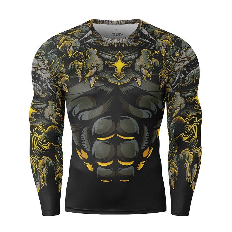 Long Sleeve Baselayer Skins Performance Fit Compression BJJ MMA Rash guards Shirts - 图片 3