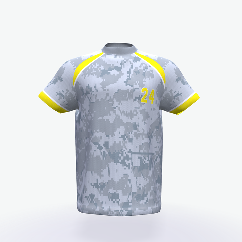 Baseball jersey grey camo full printing O-Neck Quick Dry Breathable baseball shirt short sleeve