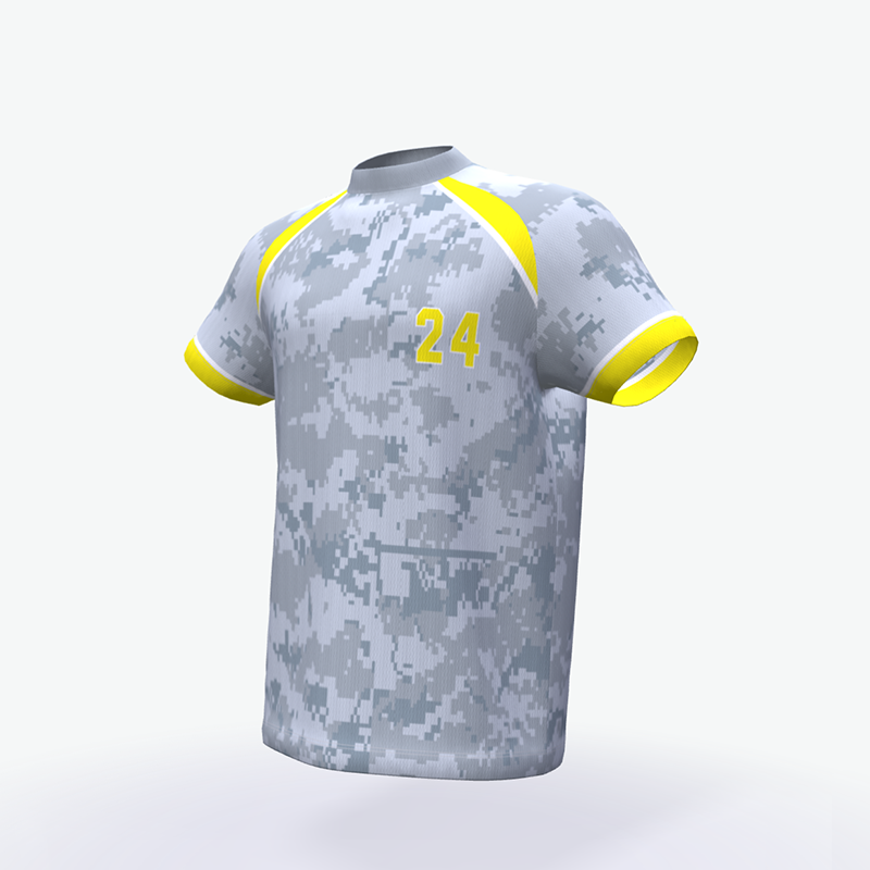 Baseball jersey grey camo full printing O-Neck Quick Dry Breathable baseball shirt short sleeve - 图片 2