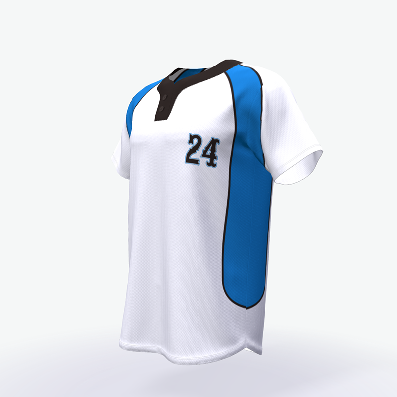 Sublimation baseball softball team jersey shirt two buttons baseball apparel short sleeve - 图片 3