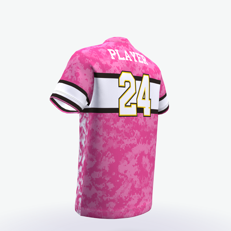 Baseball jersey Full Printing Pink O-Neck Quick Dry Breathable Baseball Shirt Short Sleeve - 图片 5