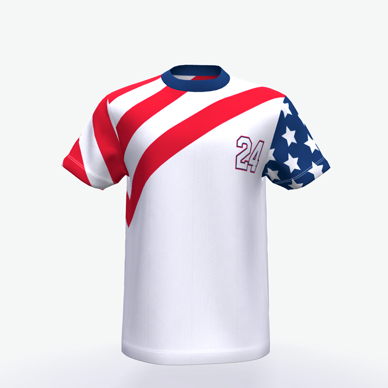 Baseball Jersey Full Printing USA Flag Style O-Neck Quick Dry Breathable Baseball Shirt Short Sleeve