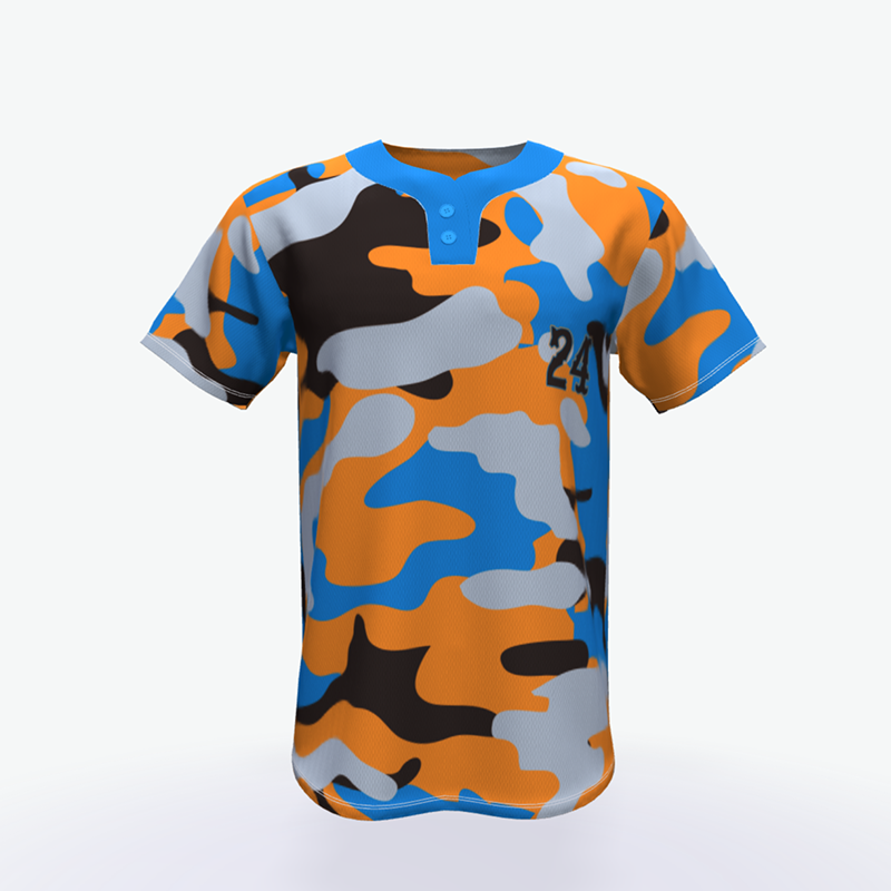 new arrival two buttons baseball shirt short sleeve camouflage style baseball uniform