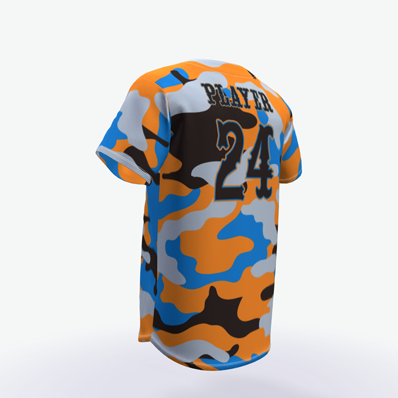 new arrival two buttons baseball shirt short sleeve camouflage style baseball uniform - 图片 5