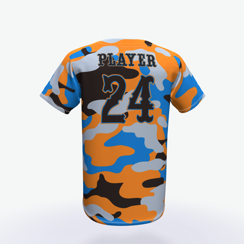 new arrival two buttons baseball shirt short sleeve camouflage style baseball uniform - 图片 4