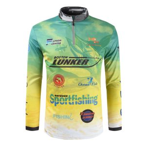 1/4 zipper long sleeve breathable moisture wicking fishing jersey apparel