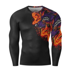 High Quality Rash Guard Long Sleeve Mens MMA BJJ Boxing Compression Shirt