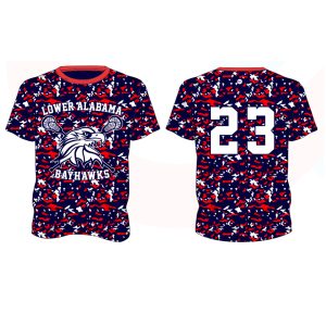 Round neck Full printing short sleeve lacorsse t shirts lacrosse jersey uniform