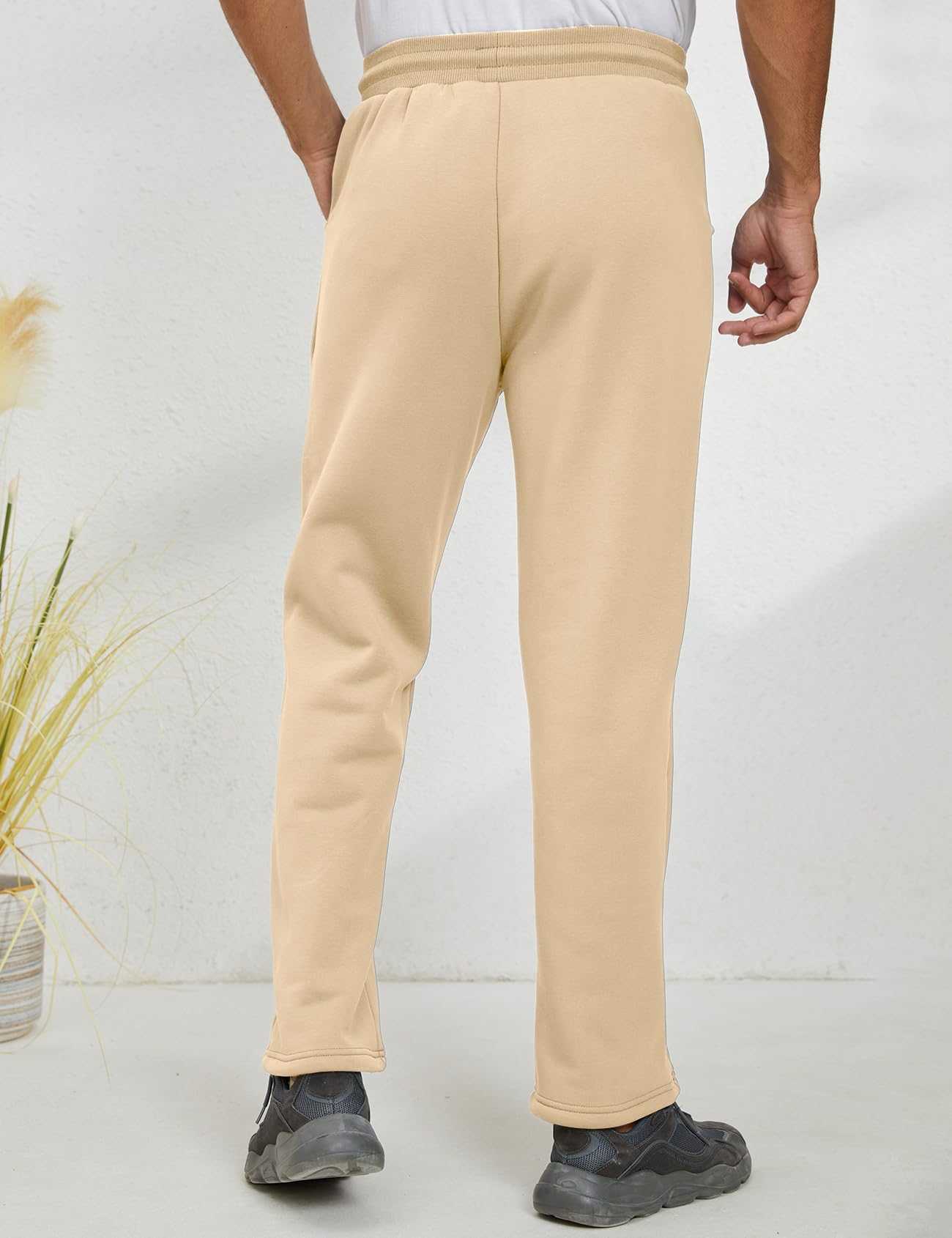 Men's Winter Fleece Pants Sherpa Lined Sweatpants Straight Leg Active Running Sweat Pants Comfy Lounge Pants - 图片 4