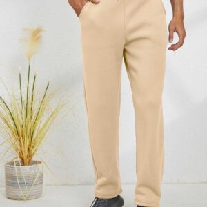 Men's Winter Fleece Pants Sherpa Lined Sweatpants Straight Leg Active Running Sweat Pants Comfy Lounge Pants