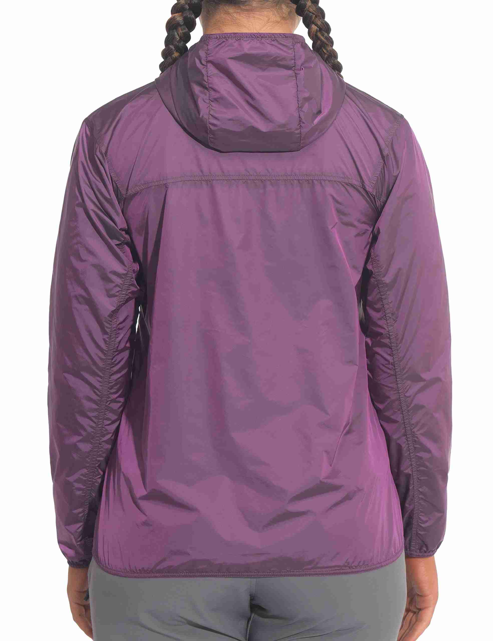 Women's Running Windbreaker Jacket Lightweight Water Resistant Jacket with Hood for Cycling Camping - 图片 4