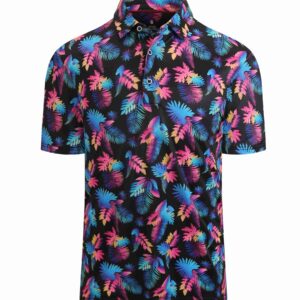 Men's Golf Shirt Moisture Wicking Quick-Dry Print Performance Polo Shirts for Men