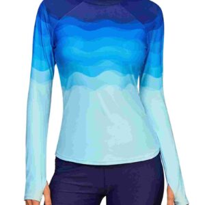 Women's UPF 50+ Long Sleeve Rash Guard Swim Shirts UV Protection Sun Shirts Regular-Fit Quick Dry Water Shirts