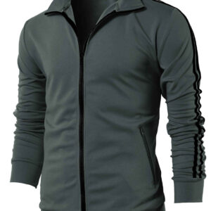 Men's Active Slim Fit Track Lightweight Jacket Zip-up Long Sleeve Running Track Jacket for Men
