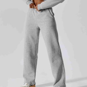 Wide Leg Sweatpants Women Stretch Waist Straight Leg Pants Baggy Yoga Pants with Pockets