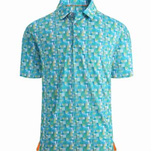 Golf Shirt for Men Dry Fit Performance Short Sleeve Print Moisture Wicking Collared Shirt