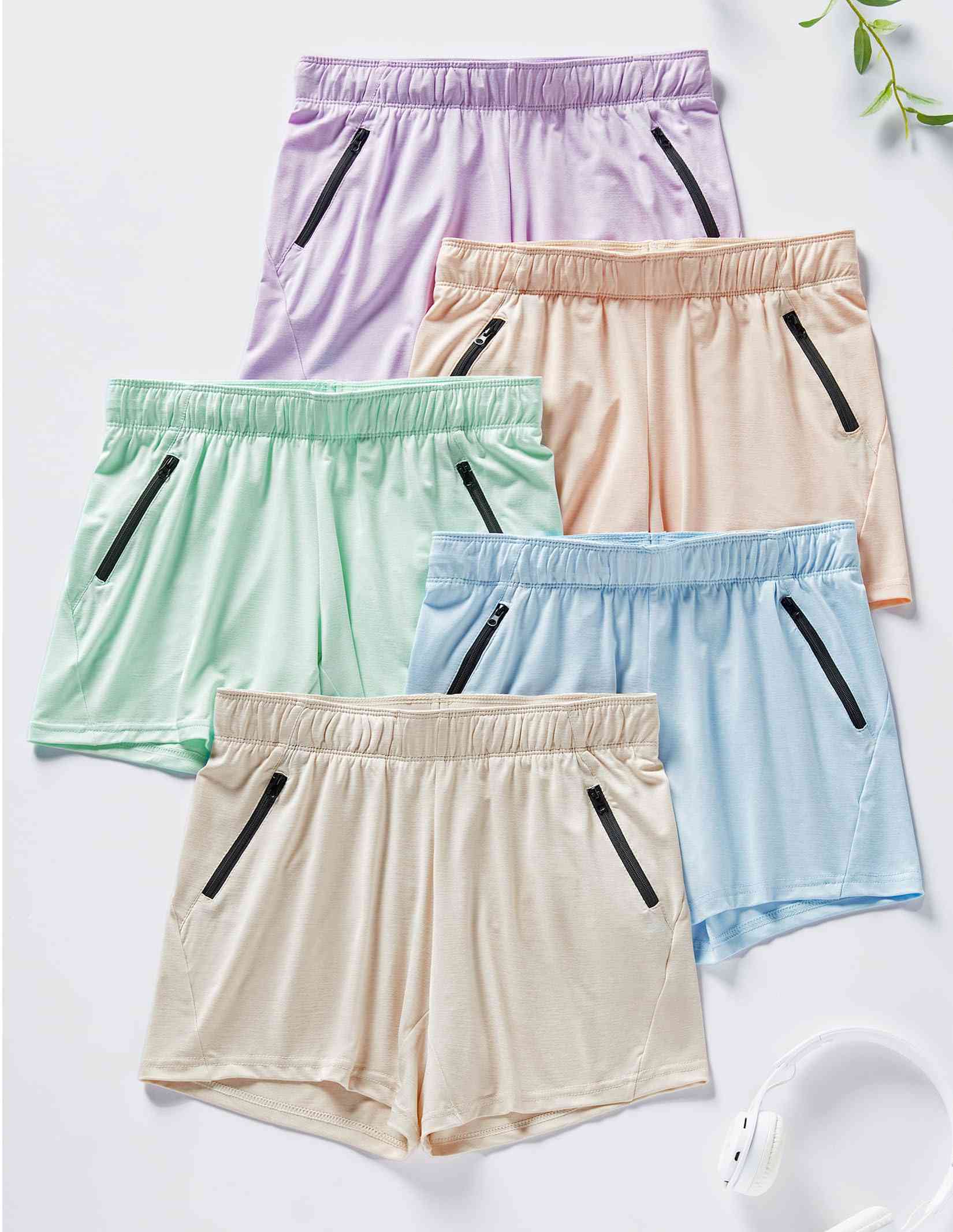 Womens Workout Gym Shorts Casual Lounge Shorts Ladies Active Athletic Apparel with Zipper Pockets