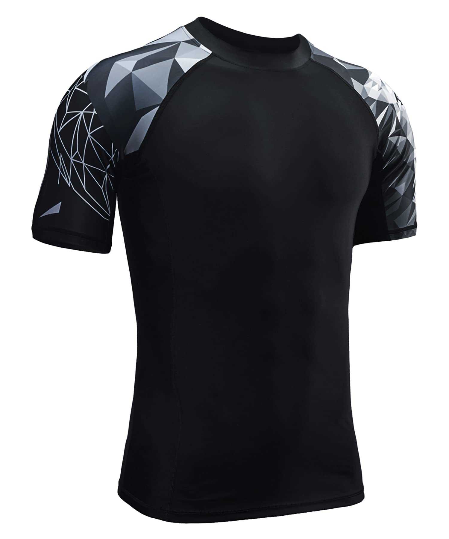Short Sleeve UPF 50+ Baselayer Skins Performance Fit Compression Rash Guard for Men