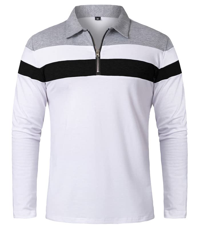Long Sleeve Polo Shirt 1_4 Zip Casual Slim Fit Lapel Neck Basic Designed Shirt for Men