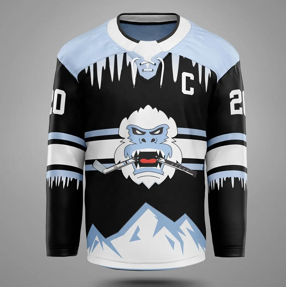 new design winter season yeti ice hockey jersey sublimation custom hockey jersey