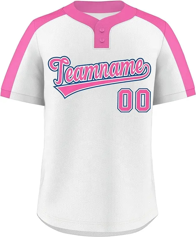 Two buttons baseball jersey Custom Fashion V Neck Sublimated Polyester Baseball Jersey - 图片 2