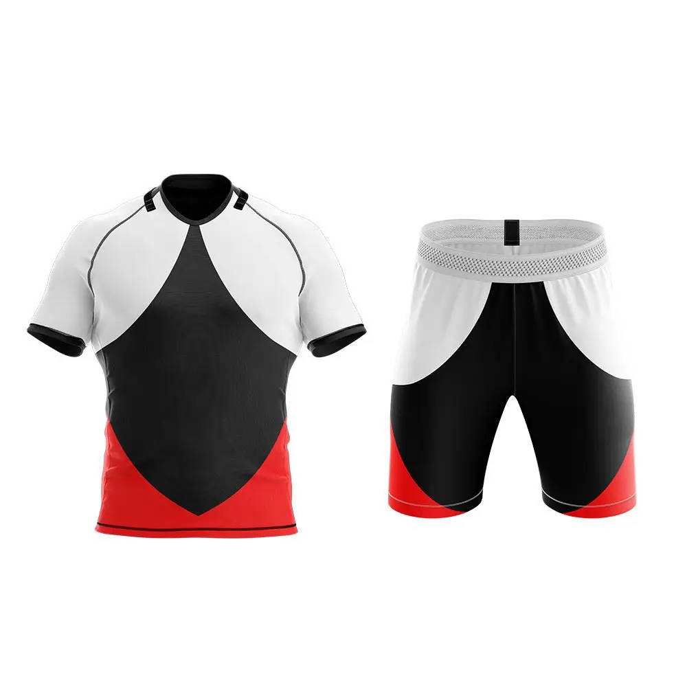 Top quality sublimation rugby jersey and shorts durable customize athletic suits - 图片 5