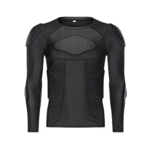 Mens Protective Padded Shirt American Football Compression Shirt Long Sleeve