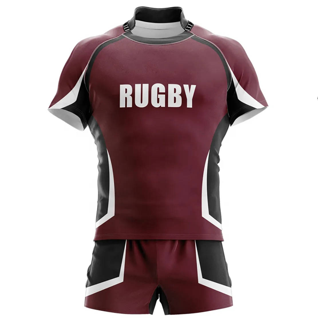 Rugby uniform Sets 100% polyester quick dry customized embroidered style rugby jersey - 图片 3