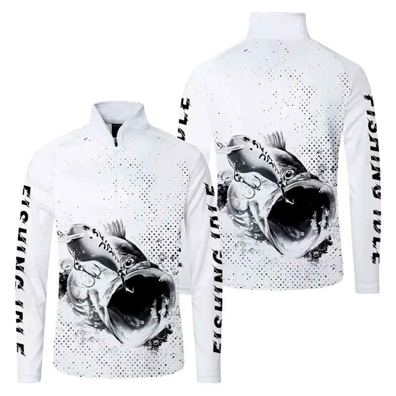 Sun protection Quick Dry Custom sublimation Printing Long Sleeve Fishing Wear - 图片 5