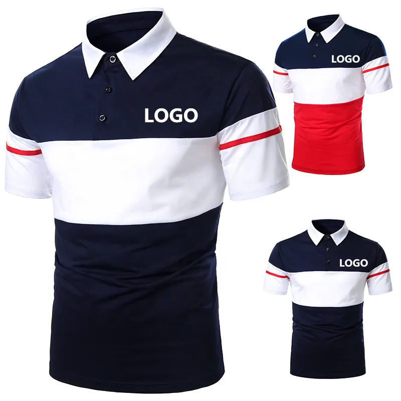 Mens 100% Polyester Golf Polo Shirts High Quality Breathable Short Sleeves Sports Wear