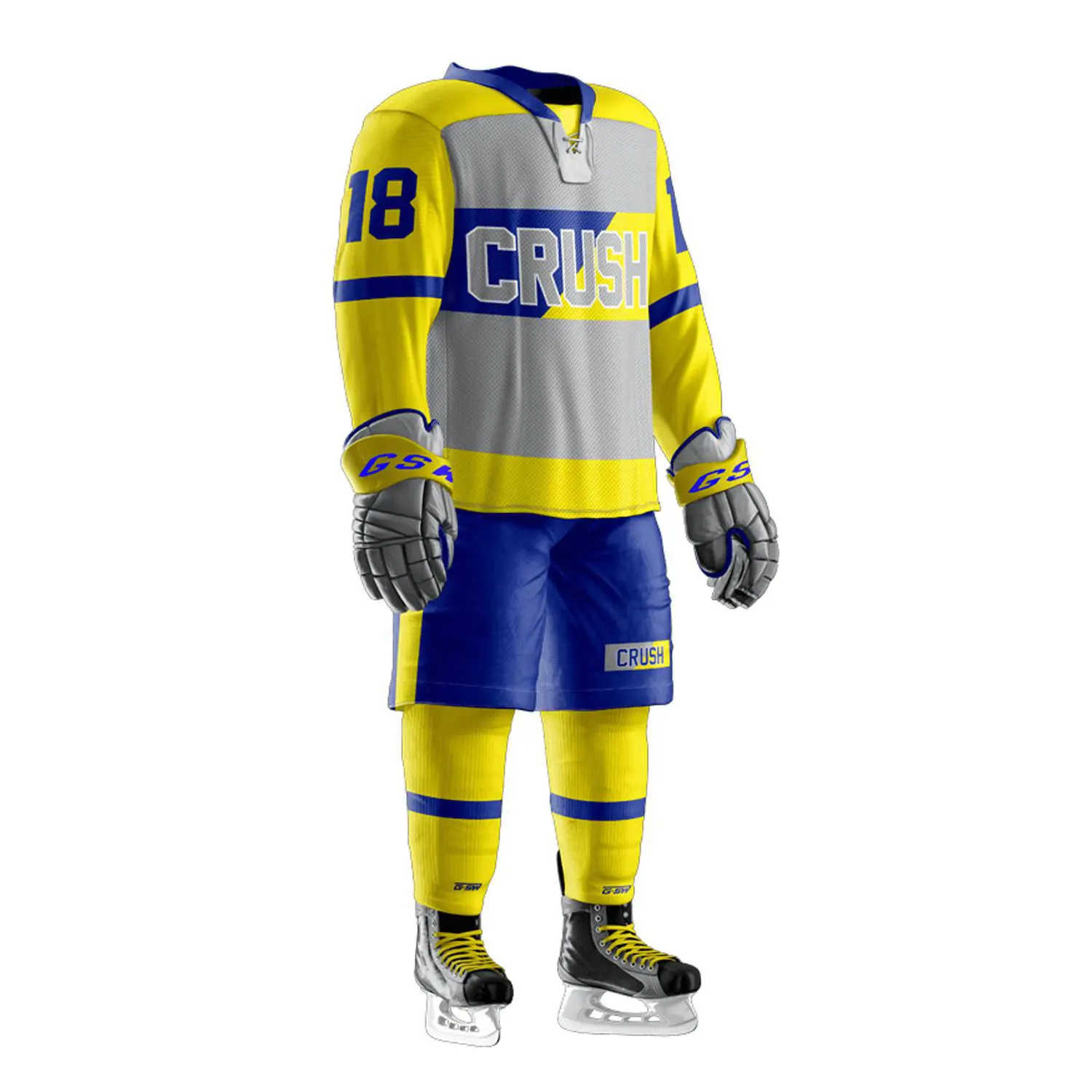 High Quality Custom Logo Printing Lace Neck with Triangle Ice Hockey Uniform Set - 图片 3