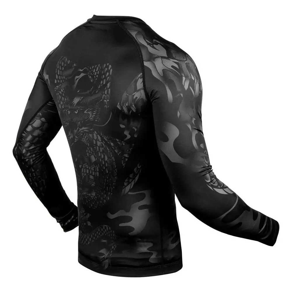 High Quality Jiu Jitsu Fitness Shirts Printed Long Sleeve MMA Bjj Rash Guard For Men - 图片 3