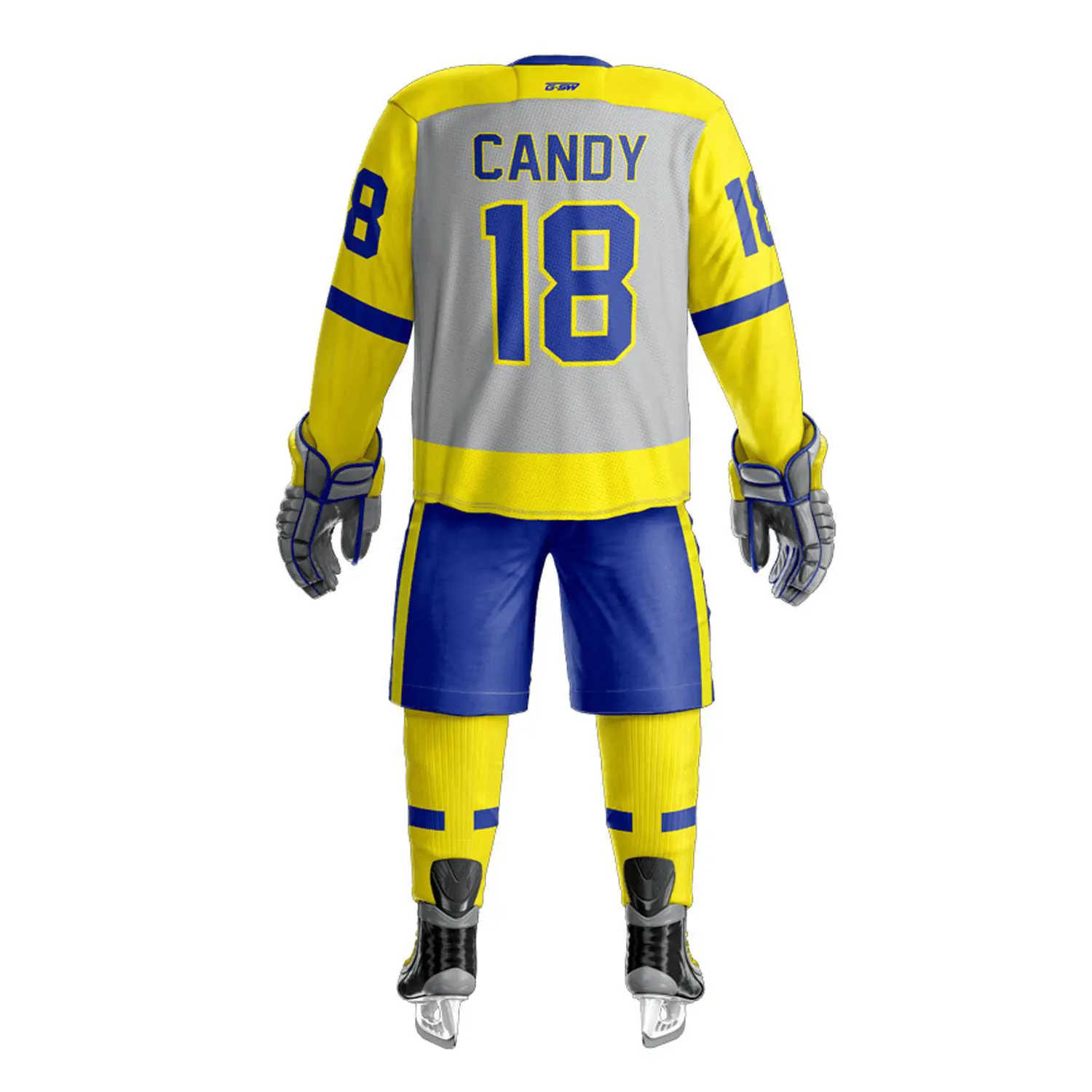High Quality Custom Logo Printing Lace Neck with Triangle Ice Hockey Uniform Set - 图片 5