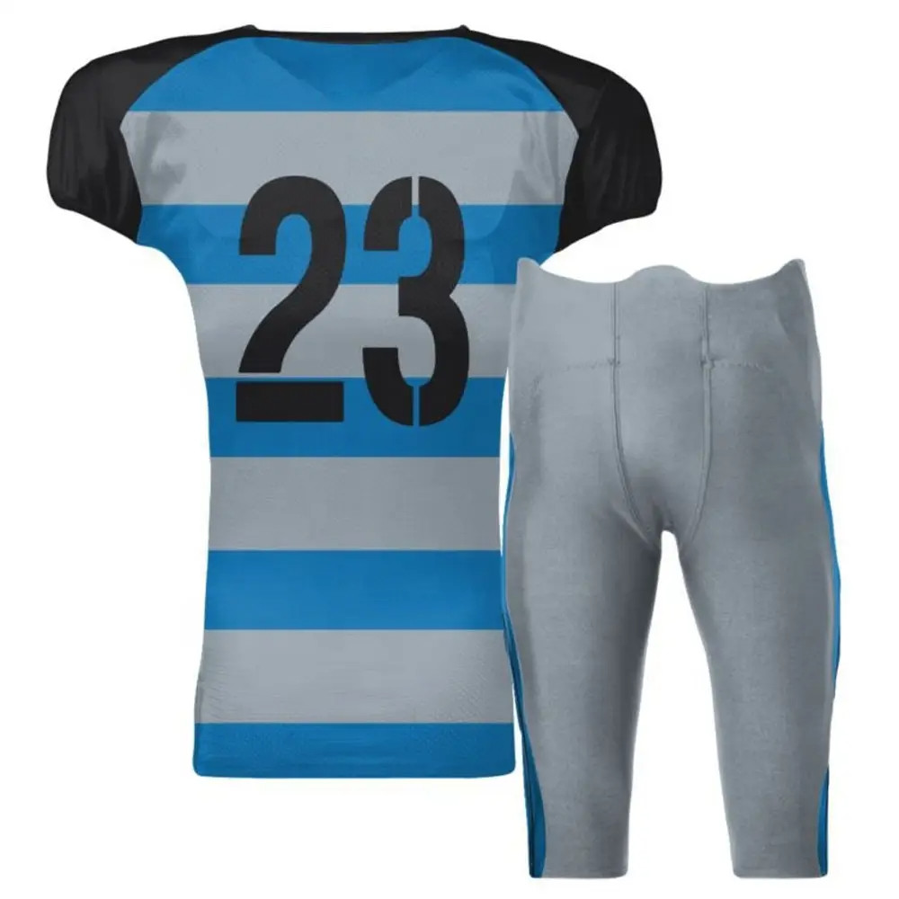New Style High Quality sublimation Mesh American Football Jersey with Shorts - 图片 3