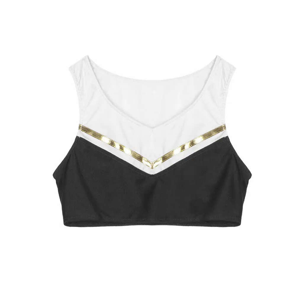 Cheer Leader Costume Sleeveless Cheerleading Uniform Tank Top with Pleated Skirt - 图片 5