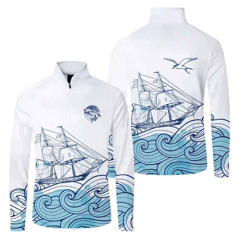 Sun protection Quick Dry Custom sublimation Printing Long Sleeve Fishing Wear - 图片 4