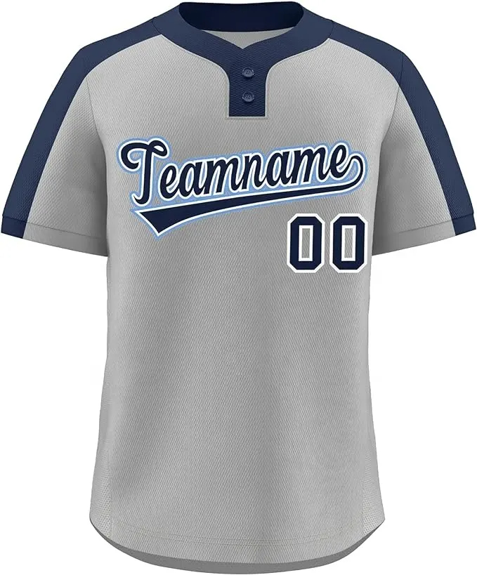 Two buttons baseball jersey Custom Fashion V Neck Sublimated Polyester Baseball Jersey - 图片 4