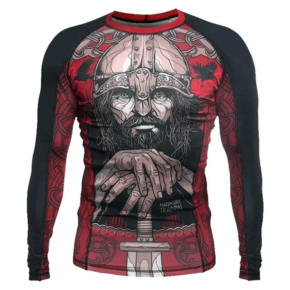 High Quality Jiu Jitsu Fitness Shirts Printed Long Sleeve MMA Bjj Rash Guard For Men