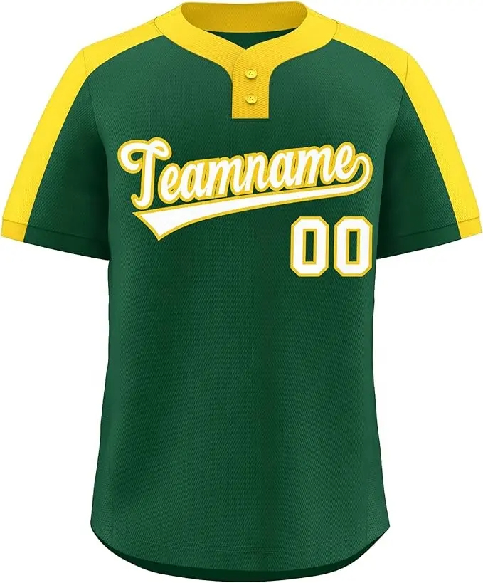 Two buttons baseball jersey Custom Fashion V Neck Sublimated Polyester Baseball Jersey - 图片 3