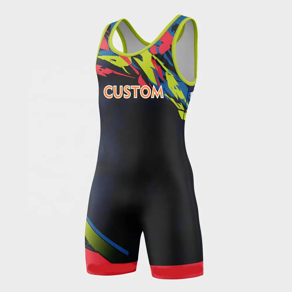 Gym Sports Wrestling Unisex Custom Design Sublimated Wrestling Singlets - 图片 5