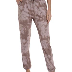 Women's Tie-Dye Elastic Waistband Cuffed Ankles Joggers with Concealed Zip Pocket for Women
