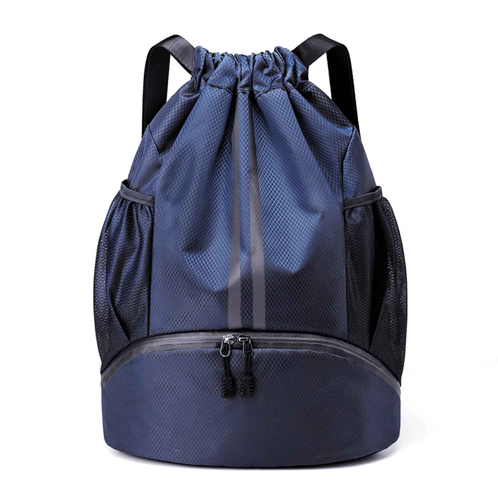 Sports Drawstring Backpack String Swim Gym Bag with Shoes Compartment and Wet Proof Pocket for Women and Men