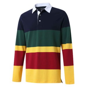 Polo Shirts Long Sleeve Striped Dry Fit Casual Pique Golf Polo Shirts for Men