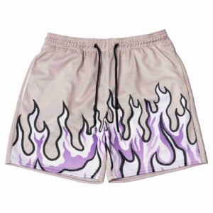 Men's Basketball Shorts Casual Workout Athletic Shorts Mesh Flame Graphic Print Running Short Pants