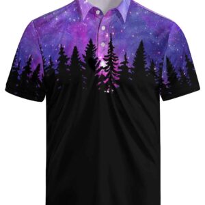 Graphic Mens Polo Shirt Short Sleeve Print Performance Golf Shirts Moisture Wicking Tennis Collared T-Shirt